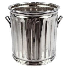 Miniature Sterling Silver Trash Can Form Tooth Pick / Cocktail Spear Holder
