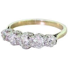 Art Deco 1.20 Carat Old European Cut Diamond Five Stone Ring