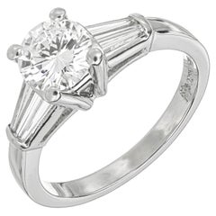 Martin Flyer GIA 1.01 Carat Round Diamond Platinum Three-Stone Engagement Ring