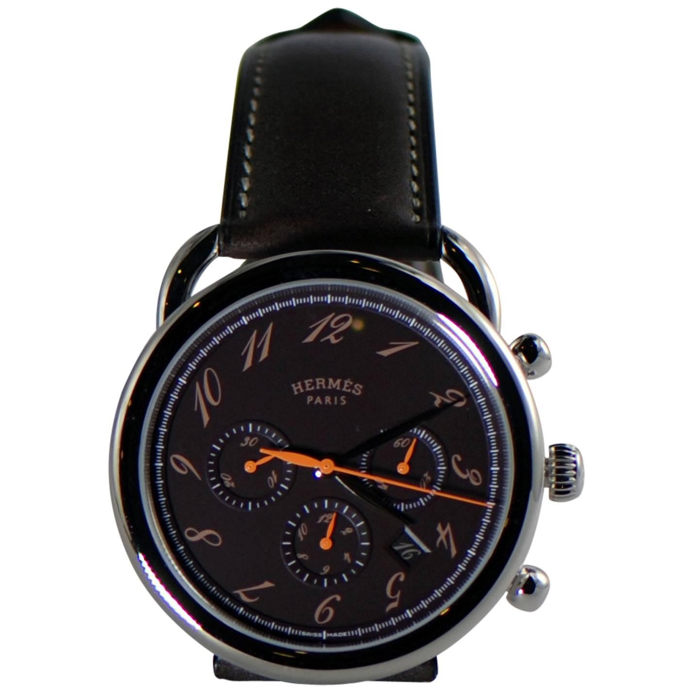 Hermes Stainless Steel Arceau Chronograph Automatic Wristwatch