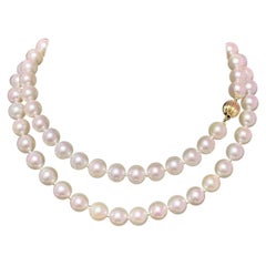 Collier de perles Akoya en or jaune 14 carats certifié