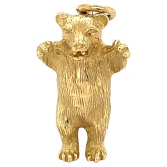 Breloque pendentif ours en or jaune 18 carats, années 1960