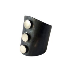 Heidi Abrahamson Oxidized Sterling Silver Post Modernist Three Dot Ring