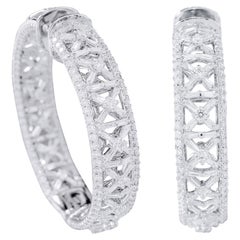 Pendientes de aro de diamantes de 4,70 quilates en oro blanco de 18 quilates