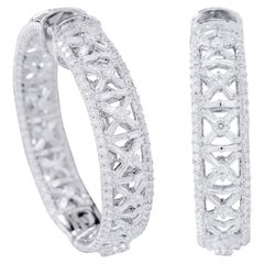 18 Karat White Gold 4.70 Carat Diamond Hoop Earrings