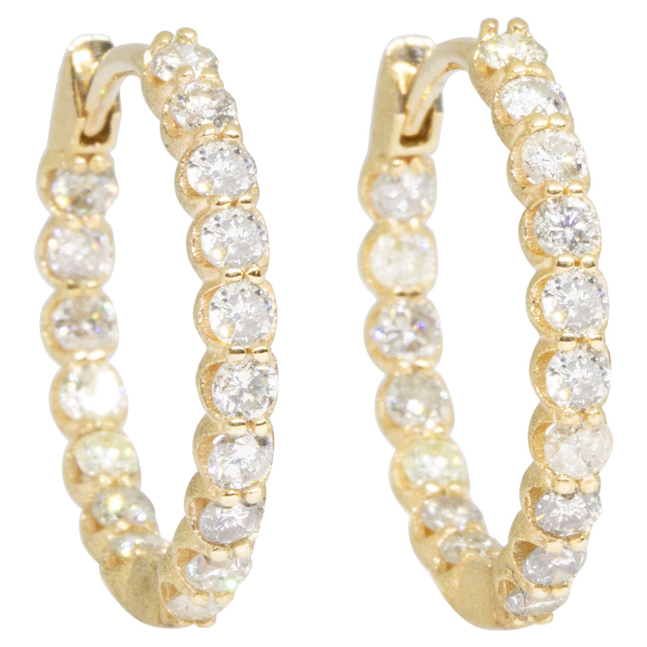 Naomi Champagne Diamond Gold 18k Hoop Earrings
