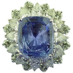 11.06 Carat Ceylon Sapphire Diamond Ring