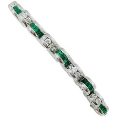Charles Krypell Emerald Diamond Platinum Bracelet 1