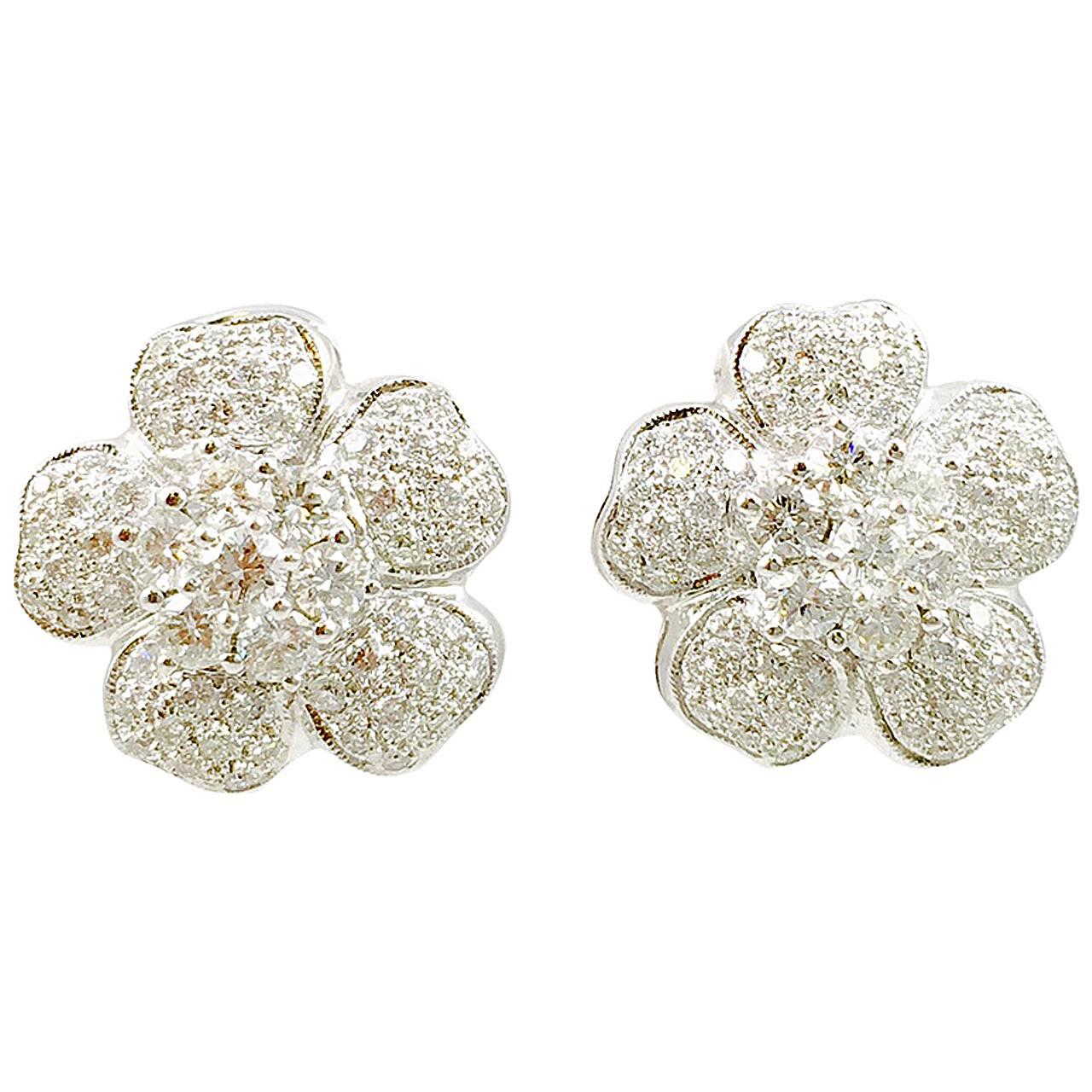 Diamant-Gold-Blumen-Ohrringe
