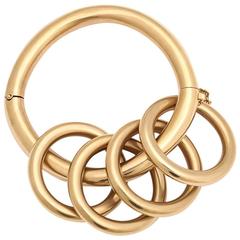 1940s Gold Quadruple Loop Fabulous and Fashionable High Polish Bangle Bracelet
