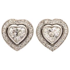 Gorgeous Heart Shaped Diamond and Platinum Earrings