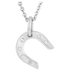 Hermès 18k White Gold Diamond Horseshoe Necklace