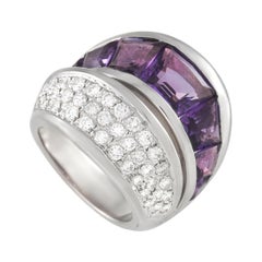 Vasari 18K White Gold 1.25 Ct Diamond and 6.50 Ct Amethyst Ring