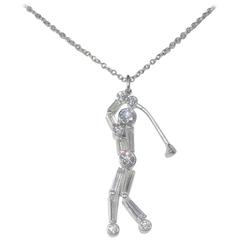 Fancy Diamond Platinum Golfer Pendant 6