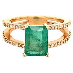 Natural Emerald Diamond Ring 14k Gold 2.32 TCW Certified