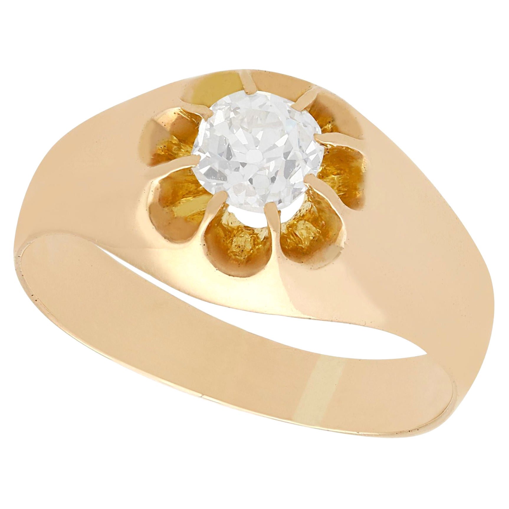 Antique French Diamond and Yellow Gold Gent's Ring, circa 1920 For Sale