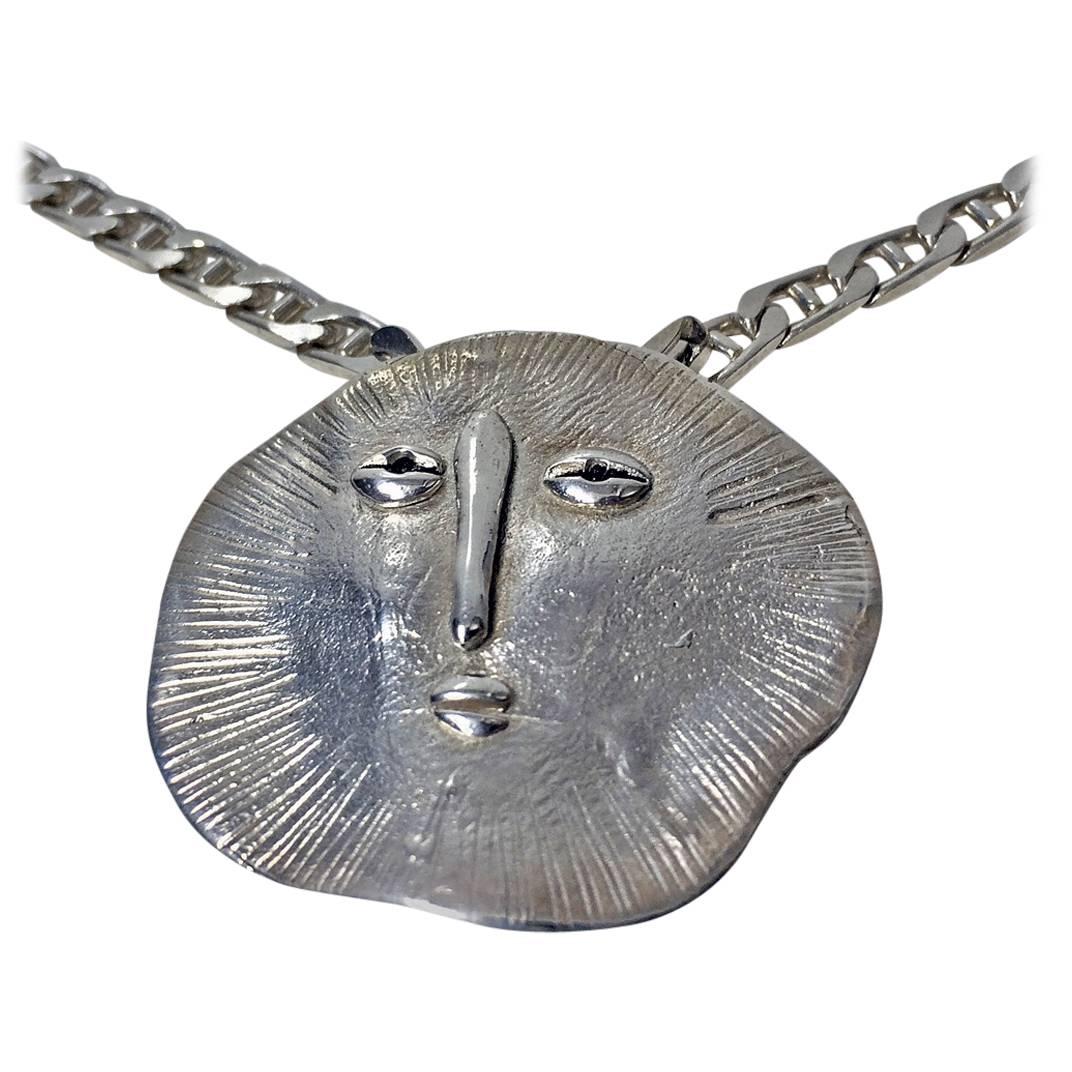 Walter Schluep Sterling Silber Sonnengesicht Halskette