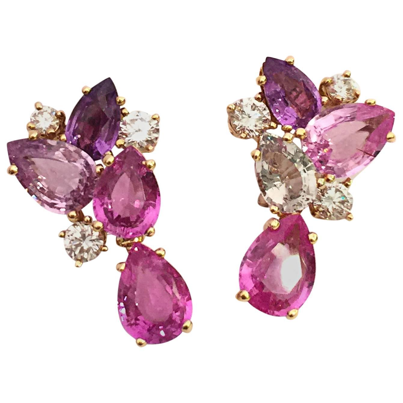 Bulgari Sapphire Diamond Gold Flora Earrings