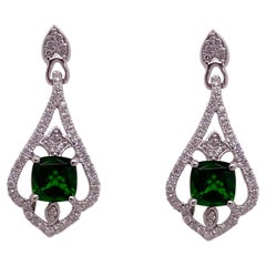 Diamond Russalite Tear Drop Earrings, Wedding Earrings 3.40 Carats