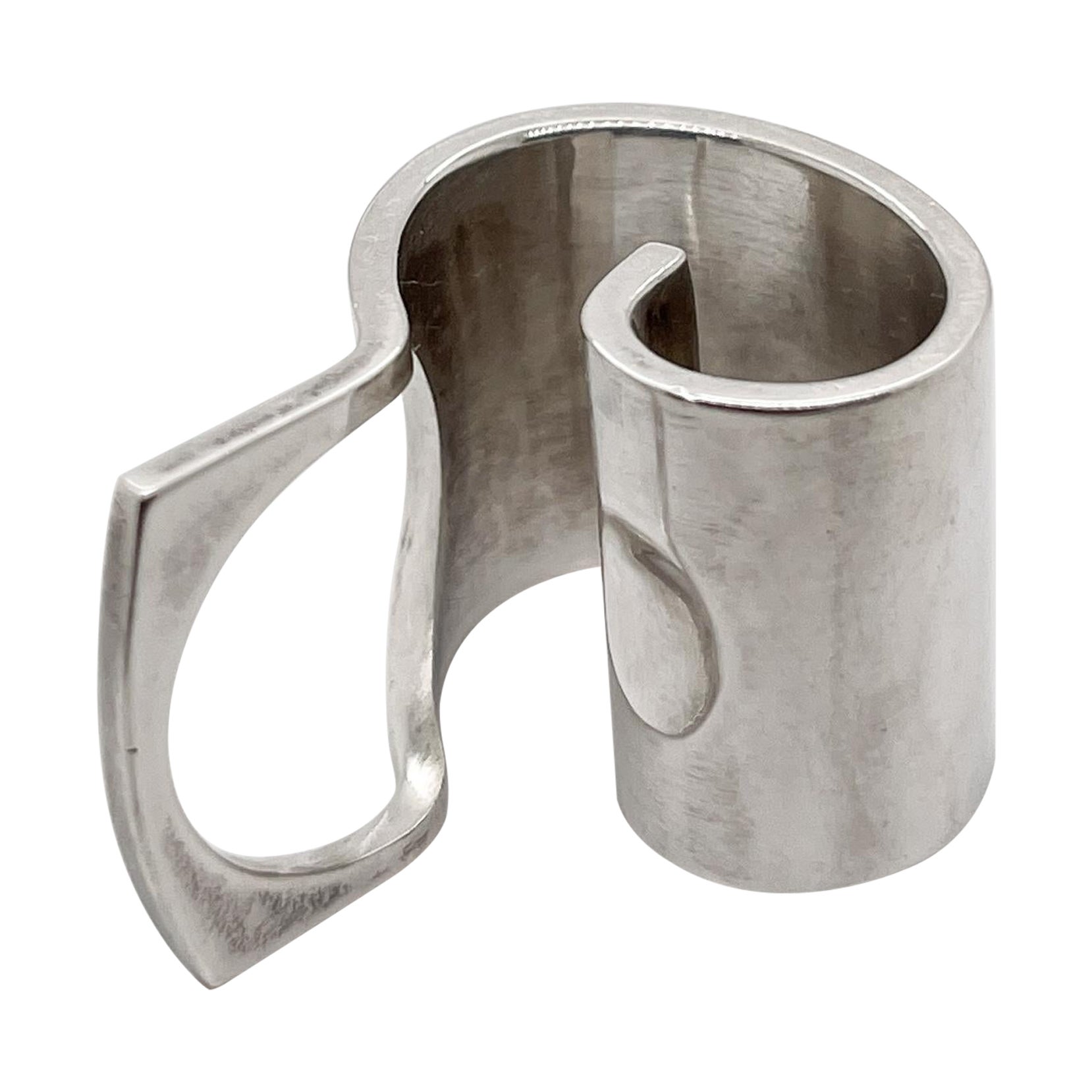 Retro Finnish Modernist Pekka Piekainen Sterling Silver Spiral Ring For Sale