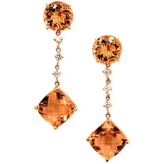 Boucles d'oreilles en or 14 carats avec Morganite naturelle et diamants certifiés 10,1 carats TCW
