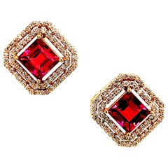 Natural Tourmaline Diamond Earrings 14k Gold 4.47 TCW Certified