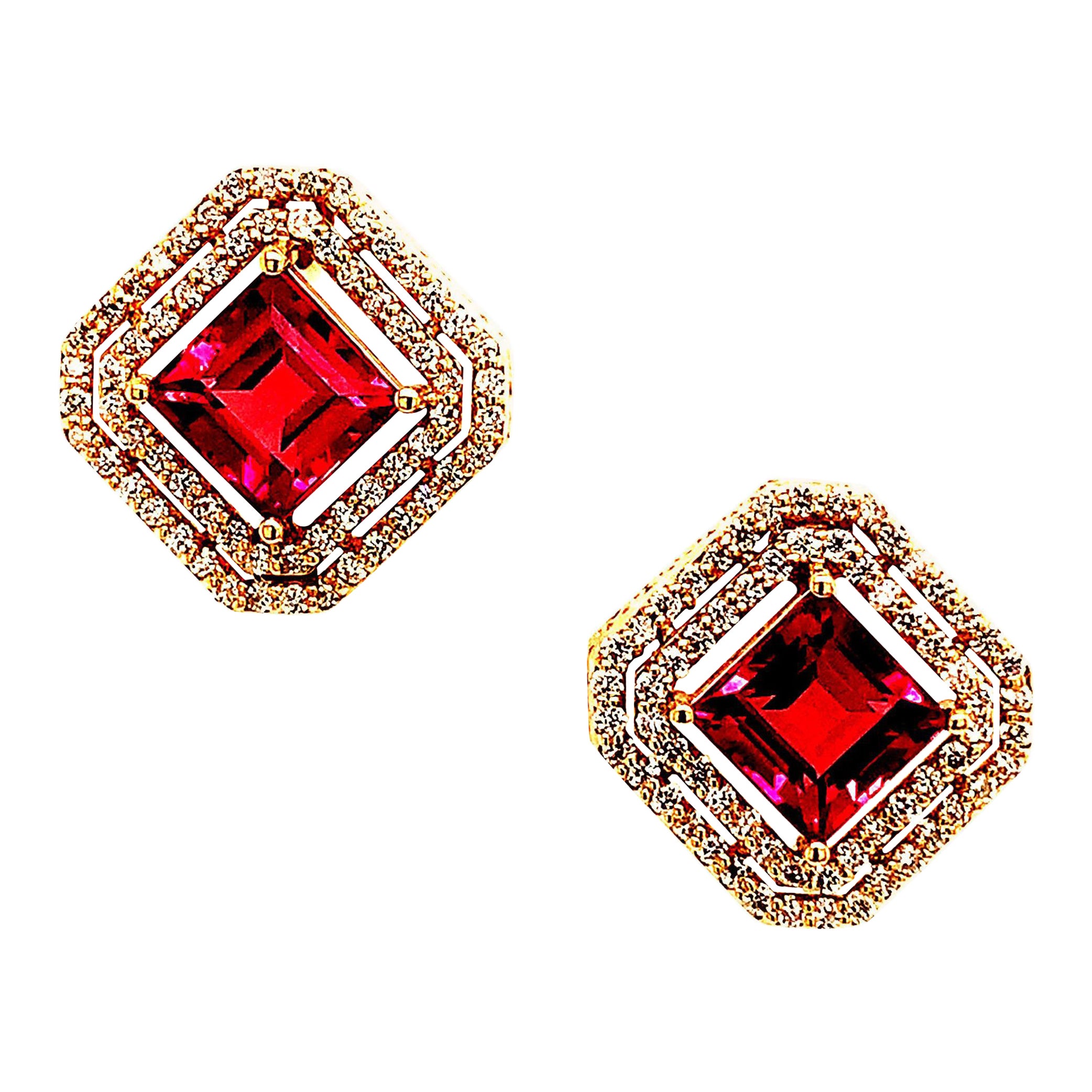 Natural Tourmaline Diamond Earrings 14k Gold 4.47 TCW Certified