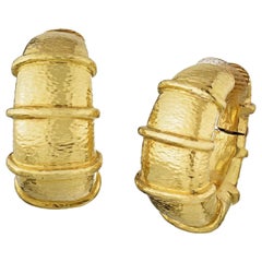David Webb 18k Yellow Gold Large Shrimp Hoop Earrings