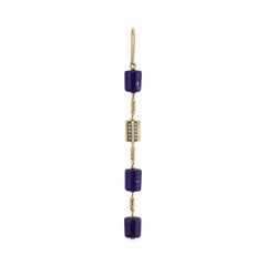Rasia Four Cylinder Lapis Earring 'Single' in 14k Rose Gold by Selda Jewellery