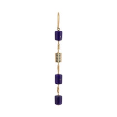 Boucles d'oreilles Rasia en lapis cylindrique « Single » en or rose 14 carats par Selda Jewellery