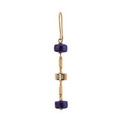 Rasia Three Cylinder Lapis Earring 'Single' in 14k Rose Gold by Selda Jewellery