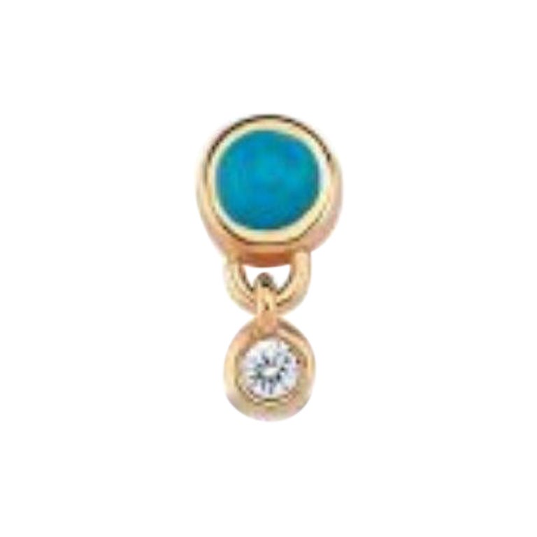 Selda Jewellery Clous d'oreilles Rhea « Single » en or rose 14 carats et turquoise en vente