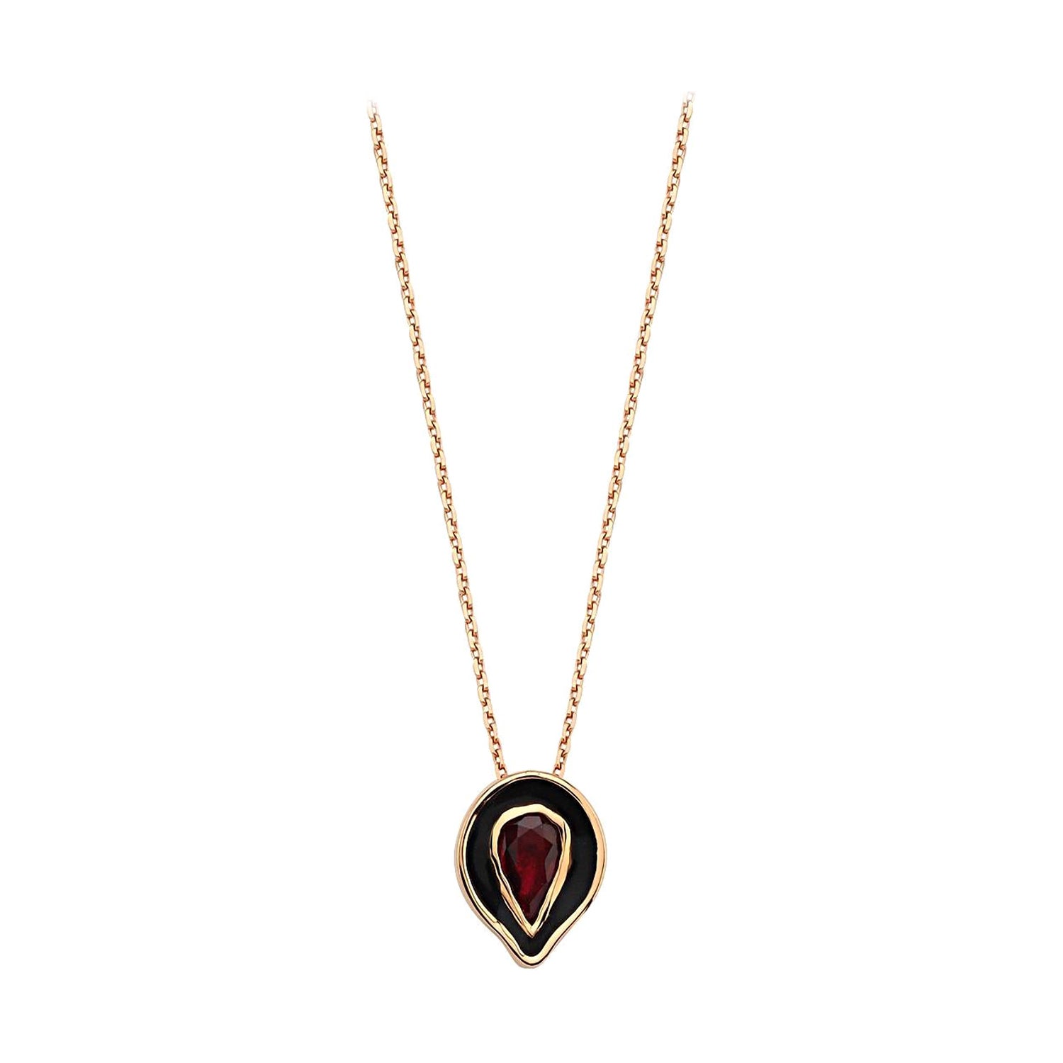 Baby Dragon Necklace in 14K Rose Gold with 0.16 Ct Ruby by Selda Jewellery