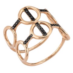 Black Diamond Double Row Ring in Rose Gold with