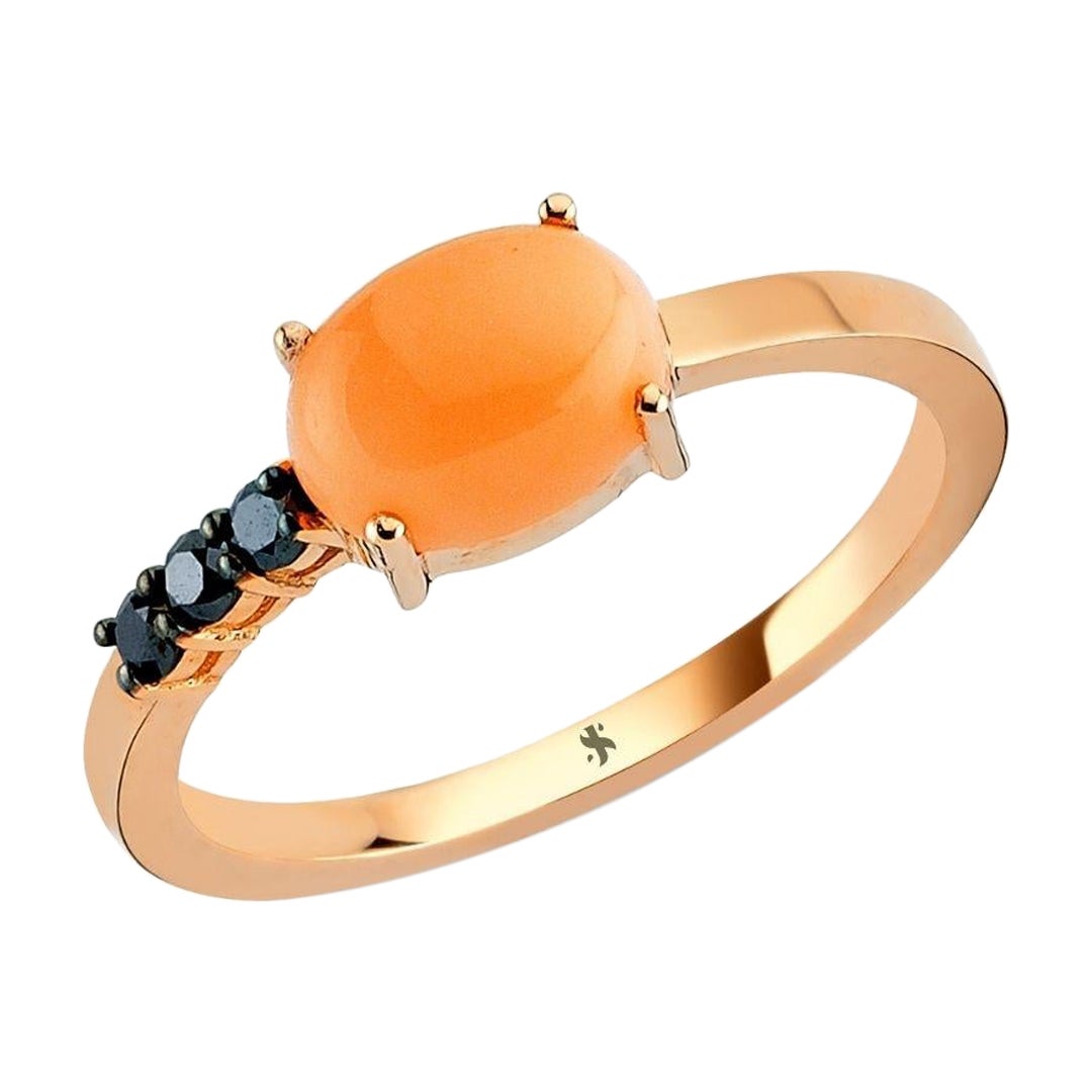 Black Diamond Coral Ring in Rose Gold by Selda Jewellery