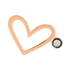 Simple Heart 14k Rose Gold Stud Earring with Diamond 'Single' by Selda Jewellery