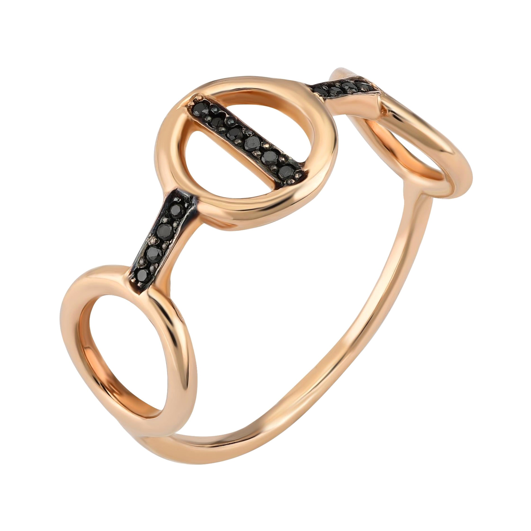 Black Diamond Single Row Ring in Rose Gold by Selda Jewellery For Sale