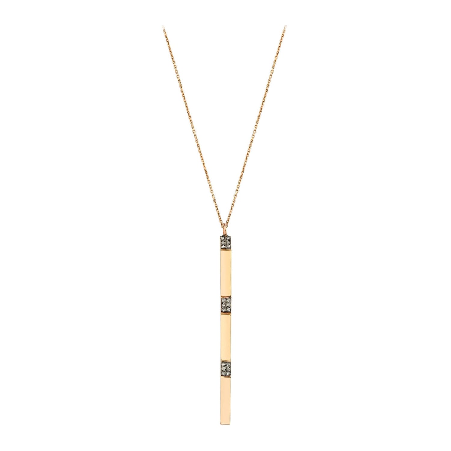 Bar Necklace in 14K Rose Gold with 0.1ct White Diamond by Selda Jewellery For Sale