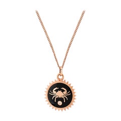 Cancer Necklace with Black Enamel and 0.01ct White Diamond by Selda Jewellery