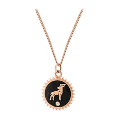 Capricorn Necklace with Black Enamel and 0.01ct White Diamond by Selda Jewellery