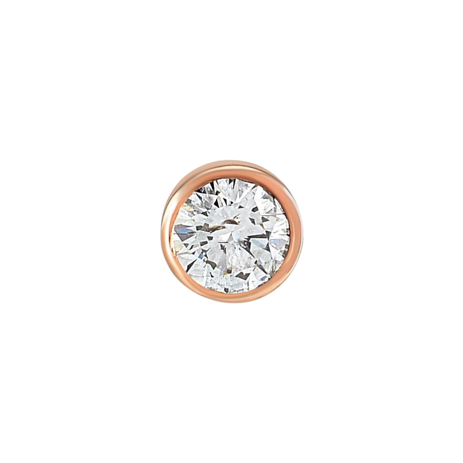 Single Stone White Diamond Stud Earring 'Single' in Rose Gold by Selda Jewellery For Sale