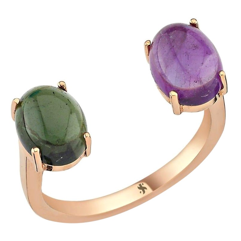 Tourmaline Purple & Green Open Ring in Rose Gold by Selda Jewellery For Sale