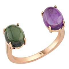 Tourmaline Purple & Green Open Ring in Rose Gold by Selda Jewellery