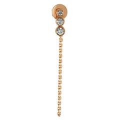 Three White Diamond Chain Earring 'Single' with 14k Rose Gold by Selda Jewellery