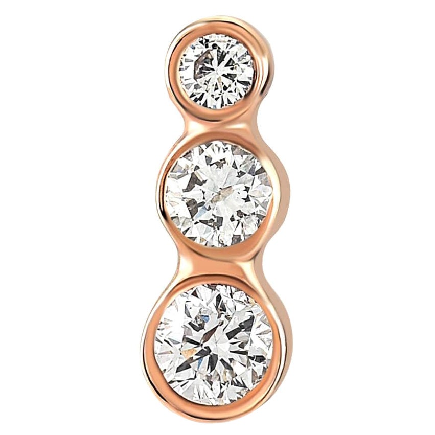 Selda Jewellery Clous d'oreilles « Single » à trois diamants blancs en or rose 14 carats