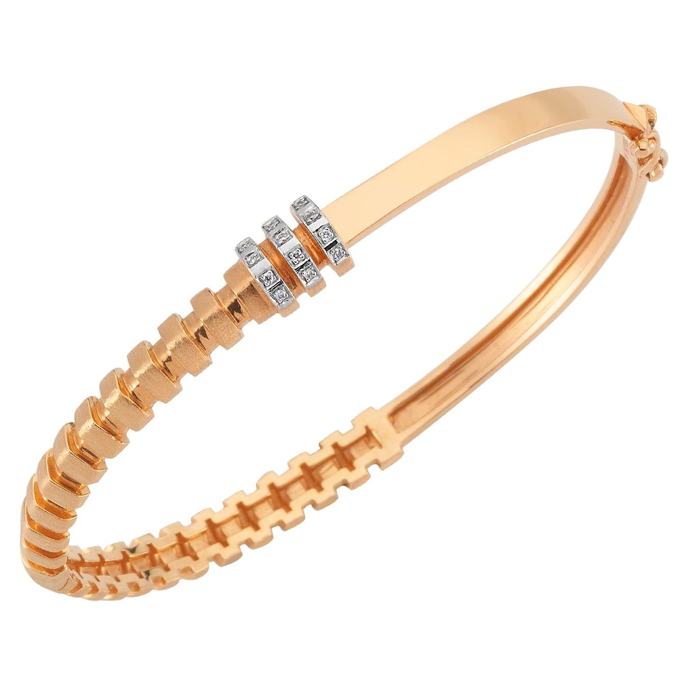 Taotie Wide Bangle in 14K Rose Gold by Selda Jewellery For Sale