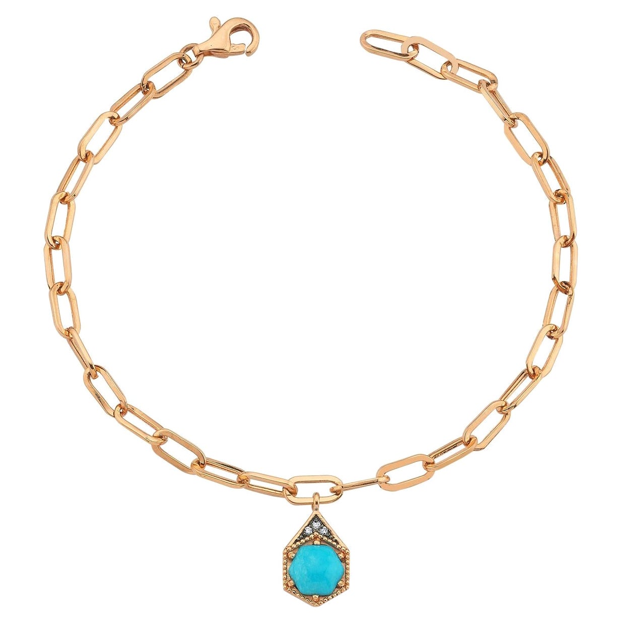 Turquoise Birthstone Bracelet in 14K Rose Gold, December by Selda Jewellery For Sale