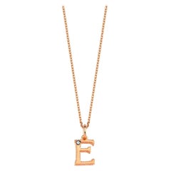 E Small Necklace in 14K Rose Gold with 0.01ct White Diamond by Selda Jewellery