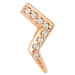 White Diamond Lightning Stud Earring in Rose Gold 'Single' by Selda Jewellery
