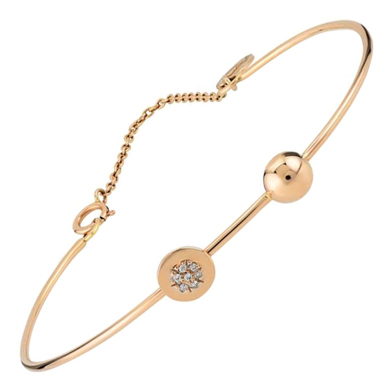 Bracelet fin en or rose 14 carats avec diamants blancs de Selda Jewellery